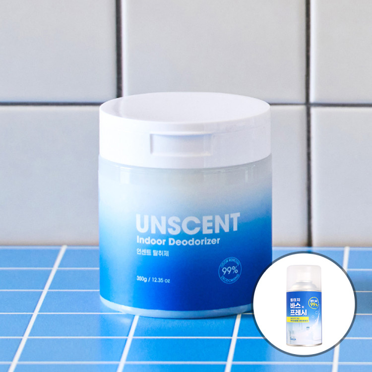 [바스프레시 증정]언센트 탈취제 350g[무료환불] / 은은한 솝향 화장실 거실 안방 욕실 실내 옷장 신발장 원룸 담배냄새 음식물쓰레기악취 땀냄새 제거