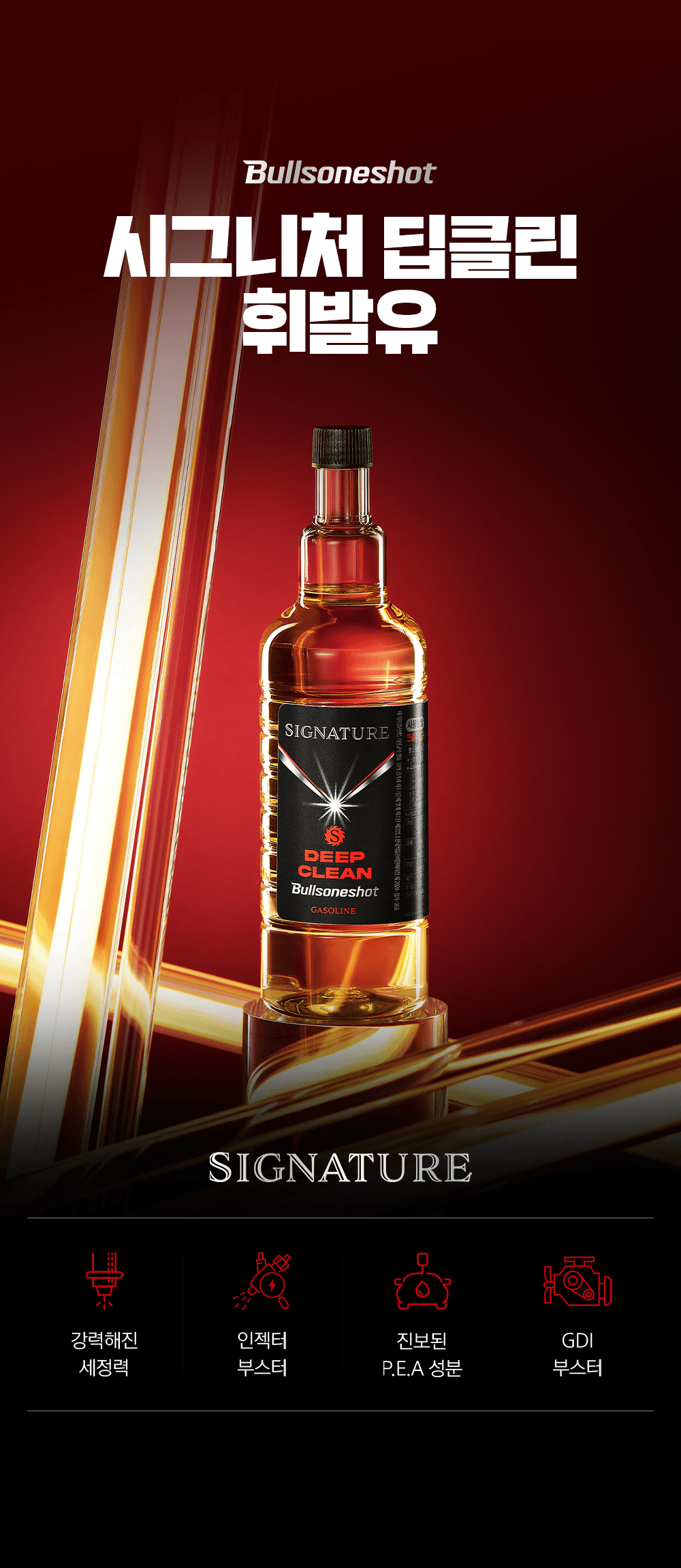 4중 엔진 세정으로 더 강력해진 불스원샷 시그니처 딥클린 휘발유를 소개합니다