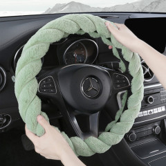 [4월 특가]오토크루 자동차 핸들커버 극세사 털 겨울 꽈배기 원형 D컷 AC-W06