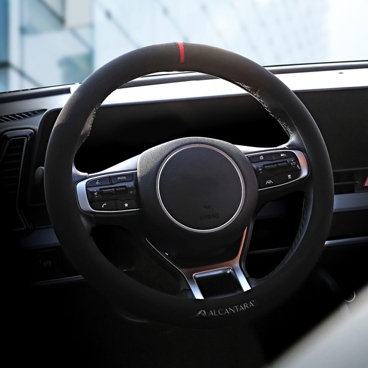 [4월 특가] 본투로드 차량용 알칸타라 핸들커버 공용 사이즈 원형 핸들