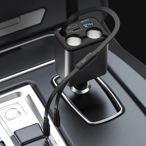 더존 6in1 릴타입 초고속 멀티 시거잭 차량용 충전기 PT-25S(C타입+8핀)