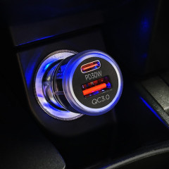 더존 2포트 차량용 48W PD PPS+QC 3.0 초고속 충전기 시거잭 화이트투명