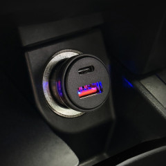 더존 2포트 차량용 48W PD PPS+QC 3.0 초고속 충전기 시거잭 블랙투명