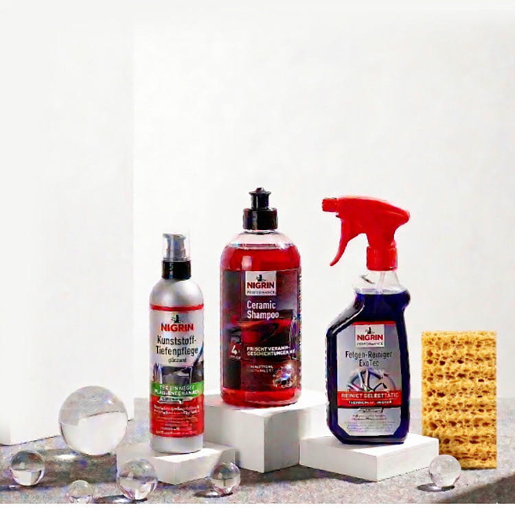 [니그린 샤인업4종세트] 플라스틱관리제+ 에보텍휠클리너 +스펀지+ 세라믹샴푸