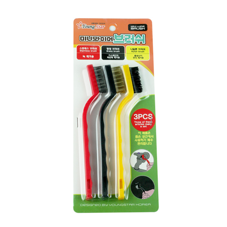 청소용 와이어브러쉬 스텐레스/황동/나일론 세척브러쉬 3P