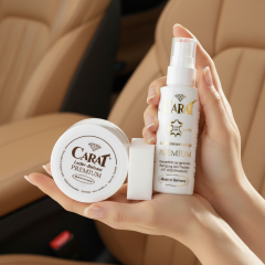 캐럿 프리미엄 실내 시트 대시보드 클리너 관리 세트 명품가죽용 (에센스37ml 클리너40ml 스펀지6개)