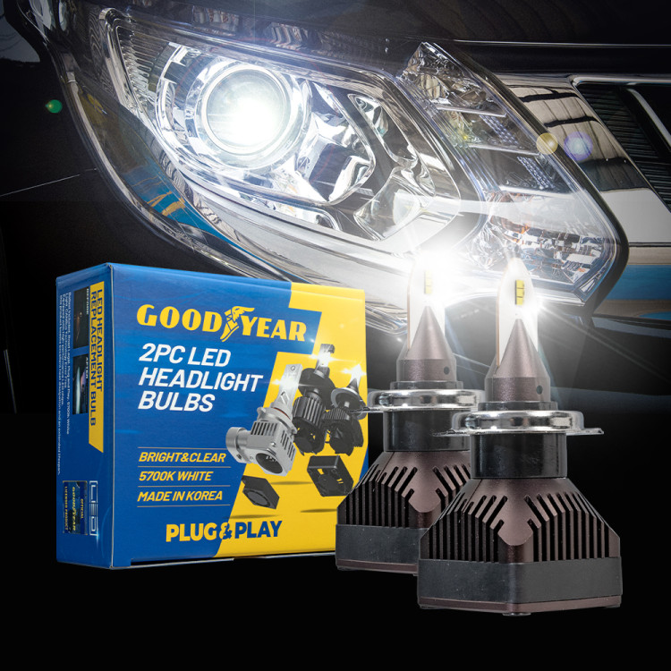 굿이어 2면 H7 LED PIN TYPE 튜닝합법 프로젝션 클리어 전조등 헤드라이트