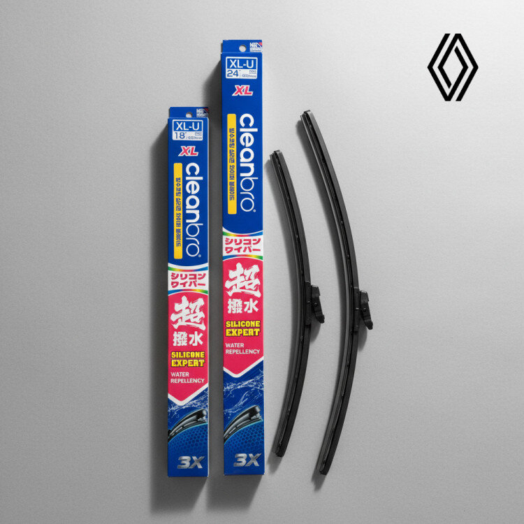 [TOYOTA 공급 브랜드] 르노 클린브로 XL 일본산 실리콘 발수코팅 플랫 와이퍼 세트