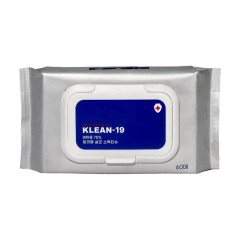 [5월 특가]KLEAN-19 에탄올 75% 소독티슈 60매 1팩 물티슈 살균 세정 알콜 차량용