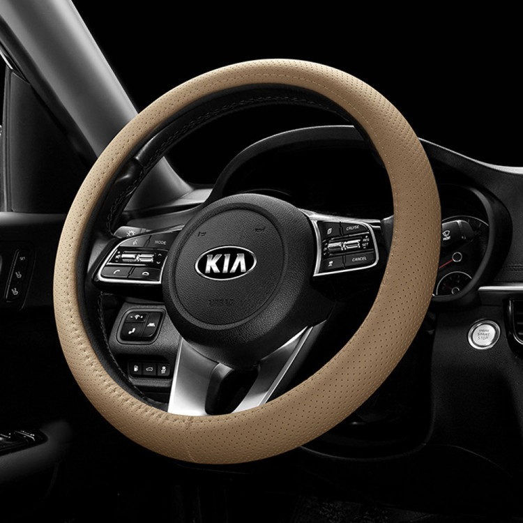 [4월 특가]가온 자동차 핸들커버 가죽 타공 원형